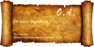 Orsós Agnéta névjegykártya