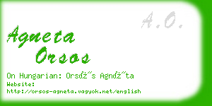 agneta orsos business card